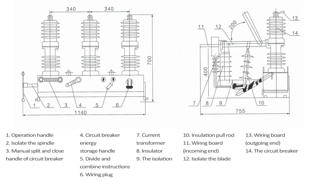 Zw32-12 (FG) 12kv 24kv Outdoor High Voltage vacuum Circuit Breaker Vcb