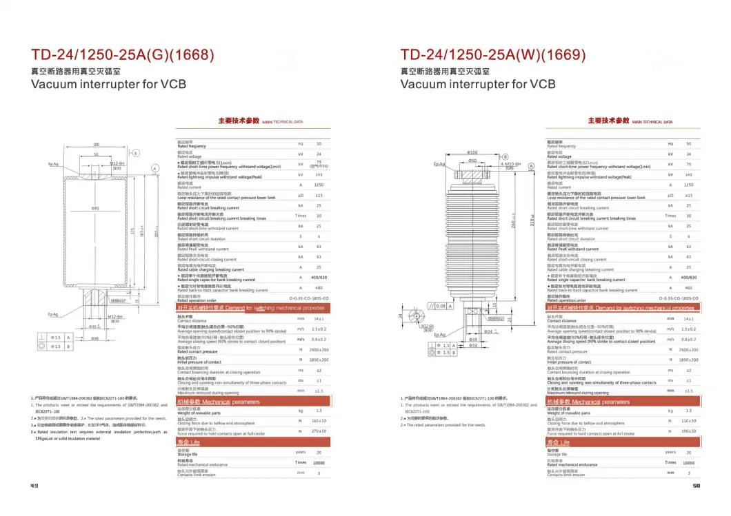 Vacuum Interrupter for Outdoor Circuit Breaker (630A)